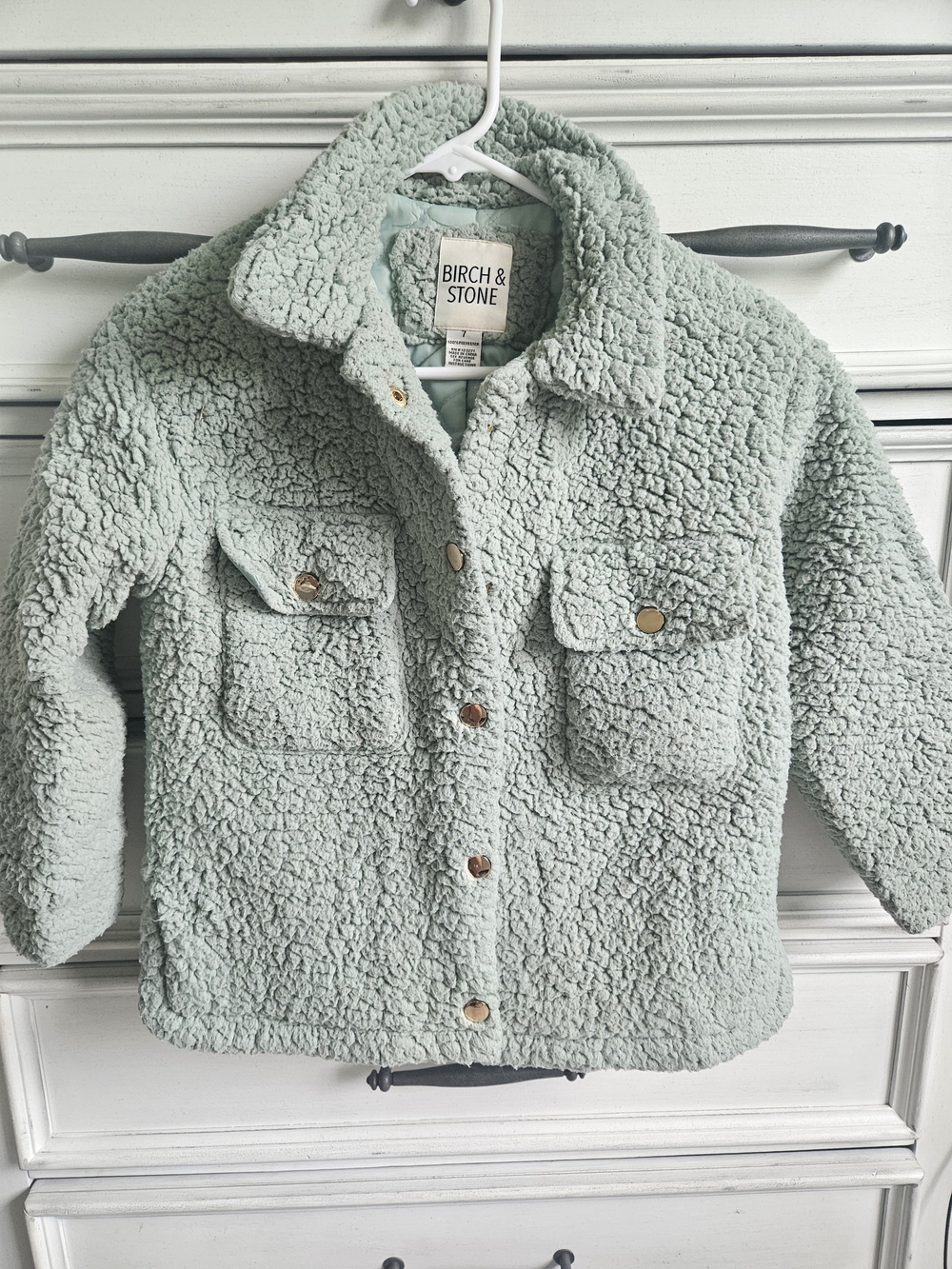 Birch & Stone Mint Sherpa Button-Up Jacket